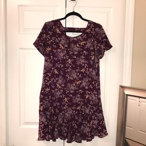 Burgandy Floral Shift Dress